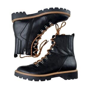 Design Lab Arwen Combat Boots Black Faux Fur Lined Lug Sole Gorpcore Grunge‎ 10
